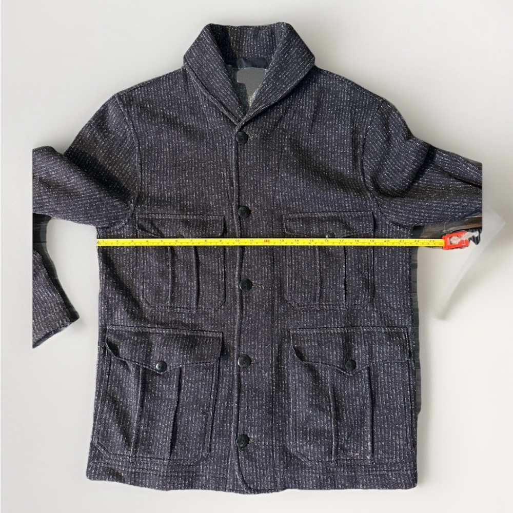 Wallace Barnes Sweater Mens Medium Gray Cardigan Salt Pepper Fleece - Picture 7 of 10